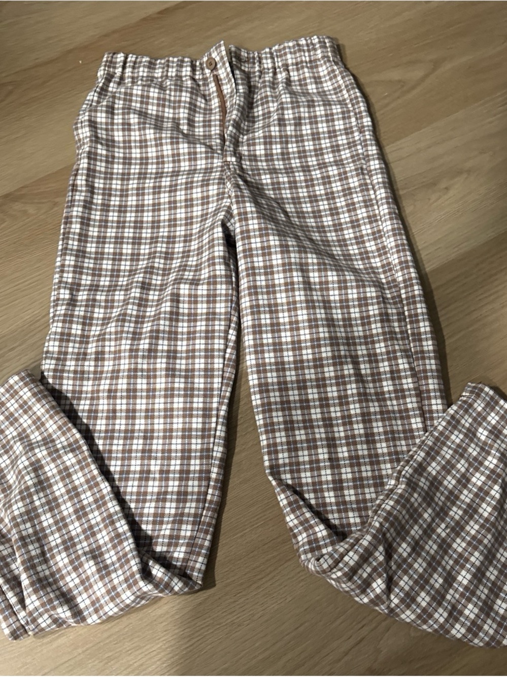 Brandy Melville Brown & White Plaid Chinos